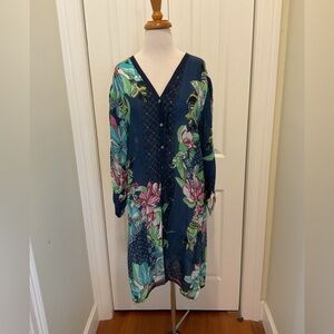 Johnny Was Navy Floral Dress